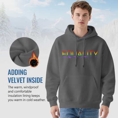 Rainbow Gradient EQUALITY Statement Gray Hoodie, Cozy Pride Daily Pullover
