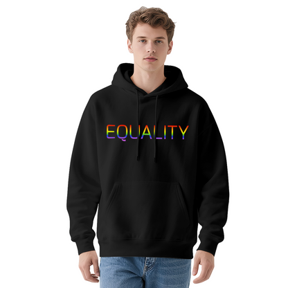 Rainbow Gradient EQUALITY Statement Gray Hoodie, Cozy Pride Daily Pullover