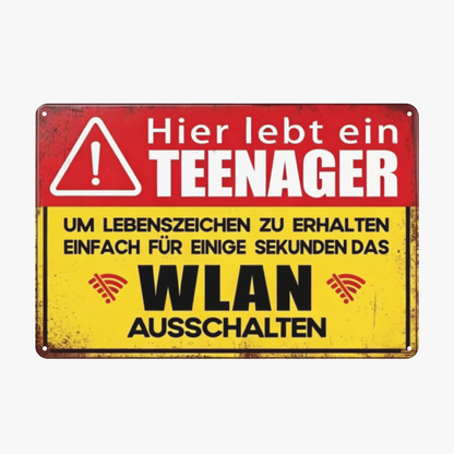 Teenager WLAN Warning Funny German Tin Sign