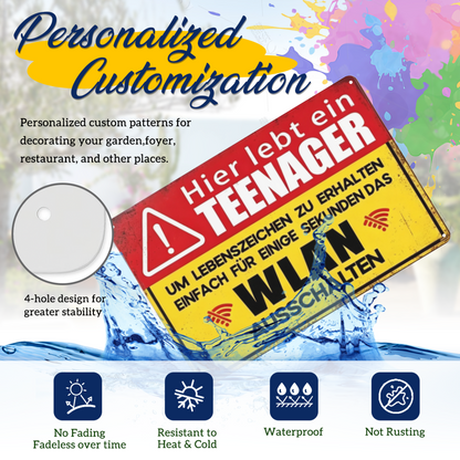 Teenager WLAN Warning Funny German Tin Sign