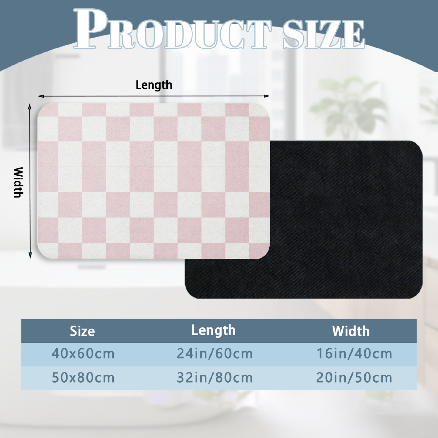 Soft Pink White Checkerboard Diatom Mat | Aesthetic Pastel Silicone Absorbent Bath Rug