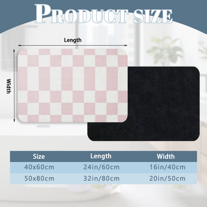 Soft Pink White Checkerboard Diatom Mat | Aesthetic Pastel Silicone Absorbent Bath Rug