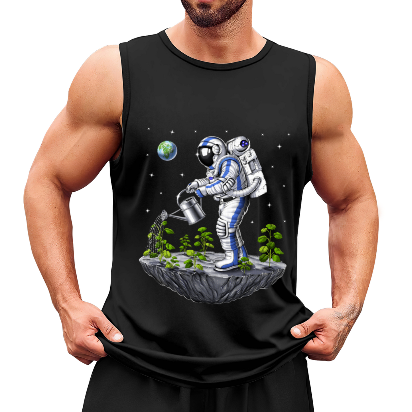 Space Astronaut Gardening Floating Planet Graphic Tank
