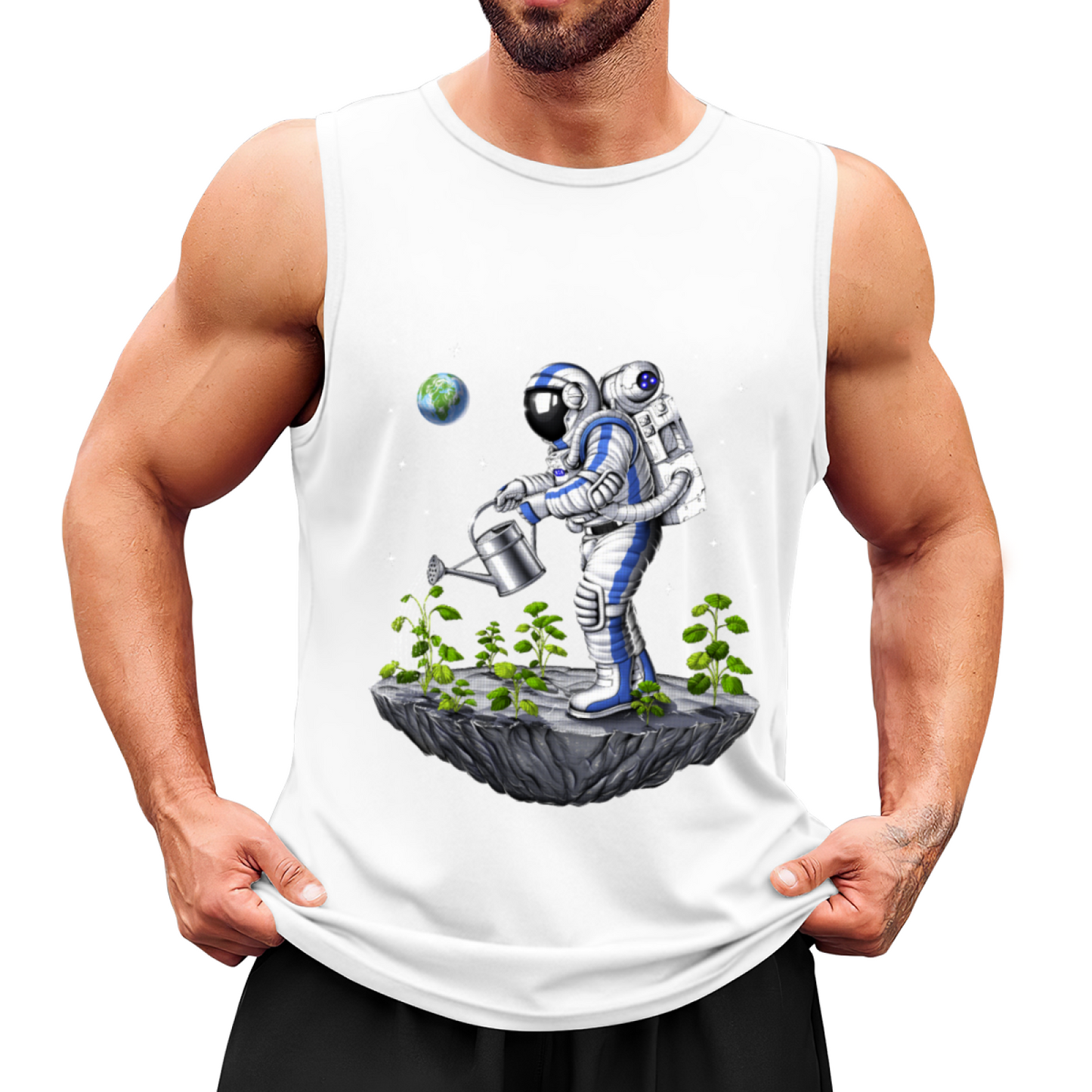 Space Astronaut Gardening Floating Planet Graphic Tank