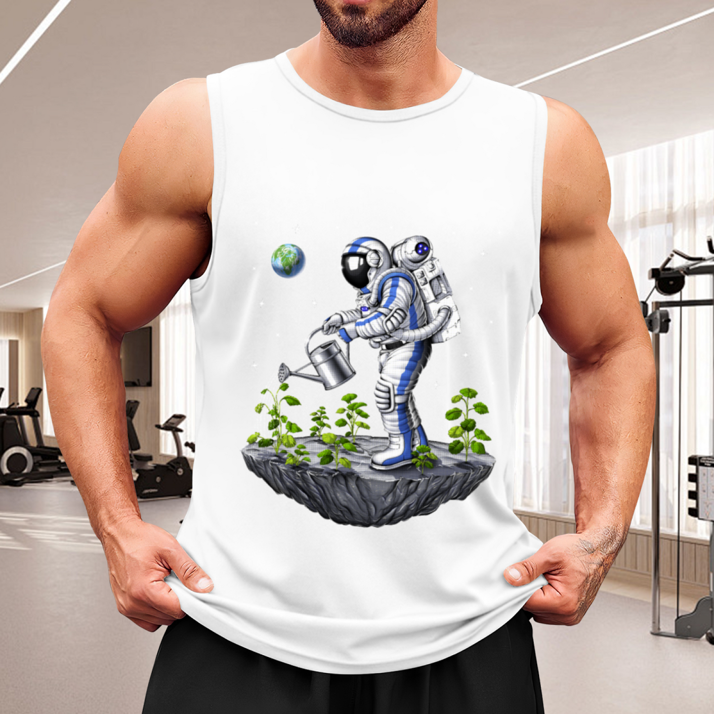 Space Astronaut Gardening Floating Planet Graphic Tank