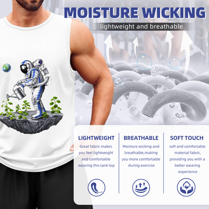 Space Astronaut Gardening Floating Planet Graphic Tank