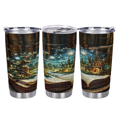 Enchanted Magic Ancient Tree on Antique Books Fantasy Cup
