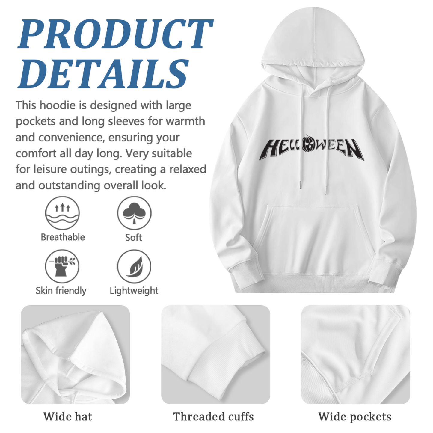 Halloween Pumpkin Letter Graphic Hoodie, Cozy Holiday Apparel