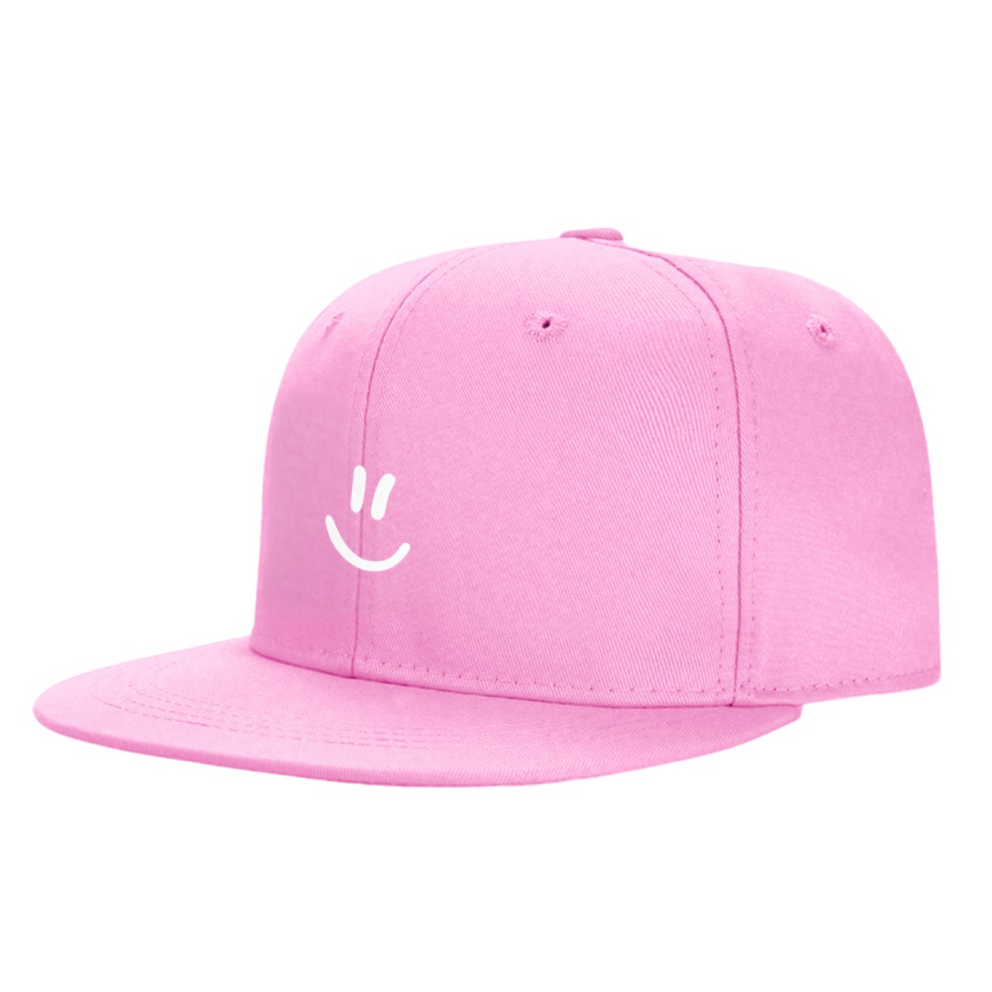 Minimal Line Smiley Face Pink Flat Bill Sun Hat For Girls