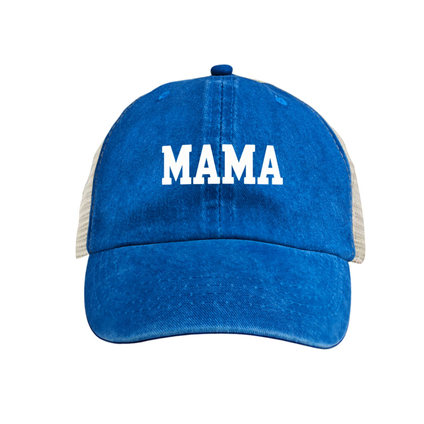 Bold MAMA Letter Maroon Vintage Washed Mesh Trucker Hat Mom Daily Casual Cap