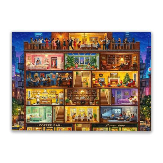 Busy City Multi?Story Townhouse Warm Daily Life Scene Puzzle | 300/500/1000 Pieces