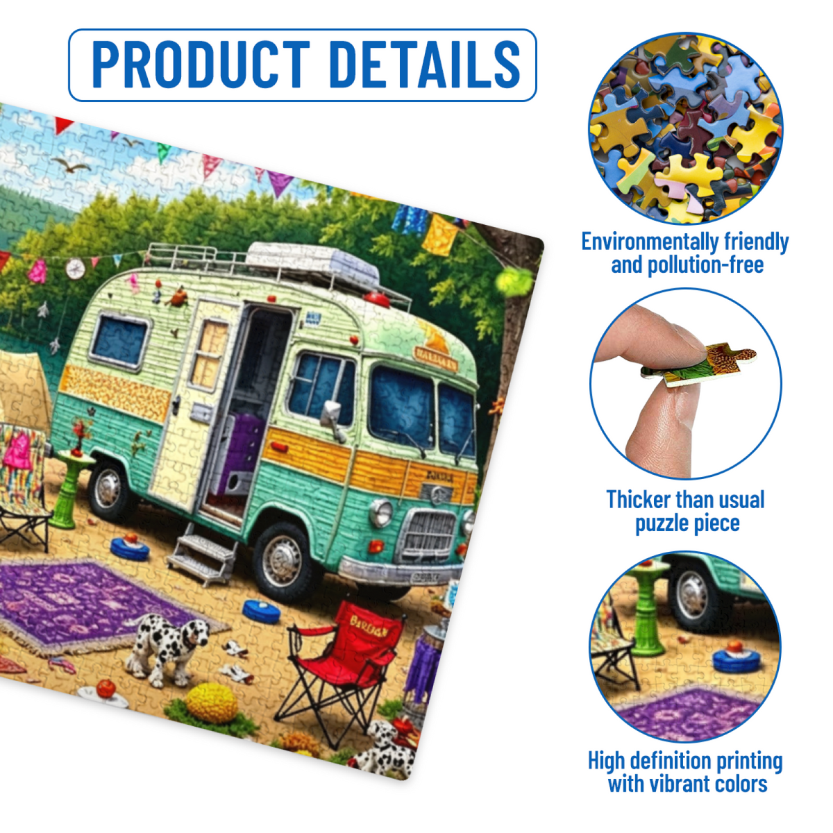 Colorful Lakeside RV Camping Holiday Adventure Puzzle