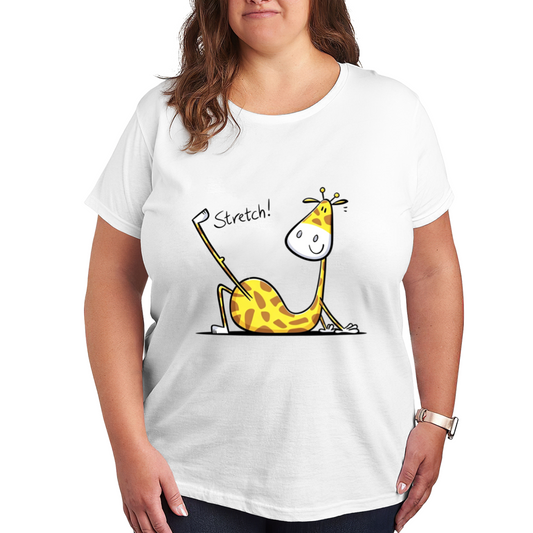 Funny Stretch Giraffe Cartoon Art Plus Size Women¡¯s Printed T-Shirt