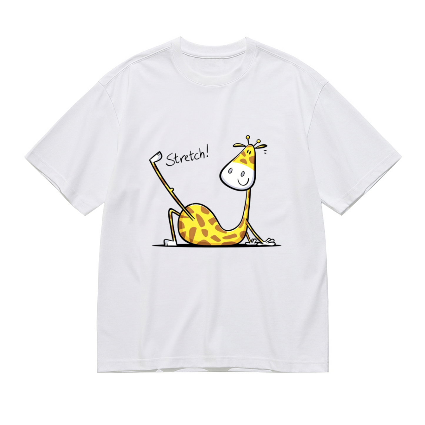 Funny Stretch Giraffe Cartoon Art Plus Size Women¡¯s Printed T-Shirt