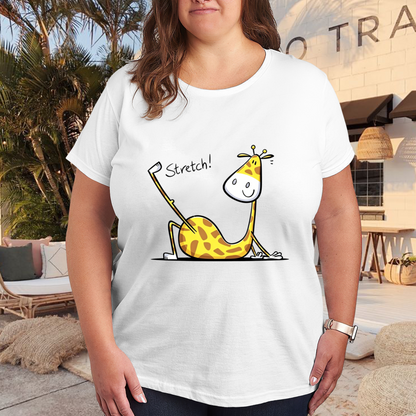 Funny Stretch Giraffe Cartoon Art Plus Size Women¡¯s Printed T-Shirt