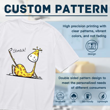 Funny Stretch Giraffe Cartoon Art Plus Size Women¡¯s Printed T-Shirt
