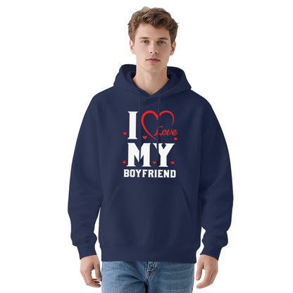I Love My Boyfriend Romantic Heart Cute Comfort Hoodie, Couple Matching Outfit