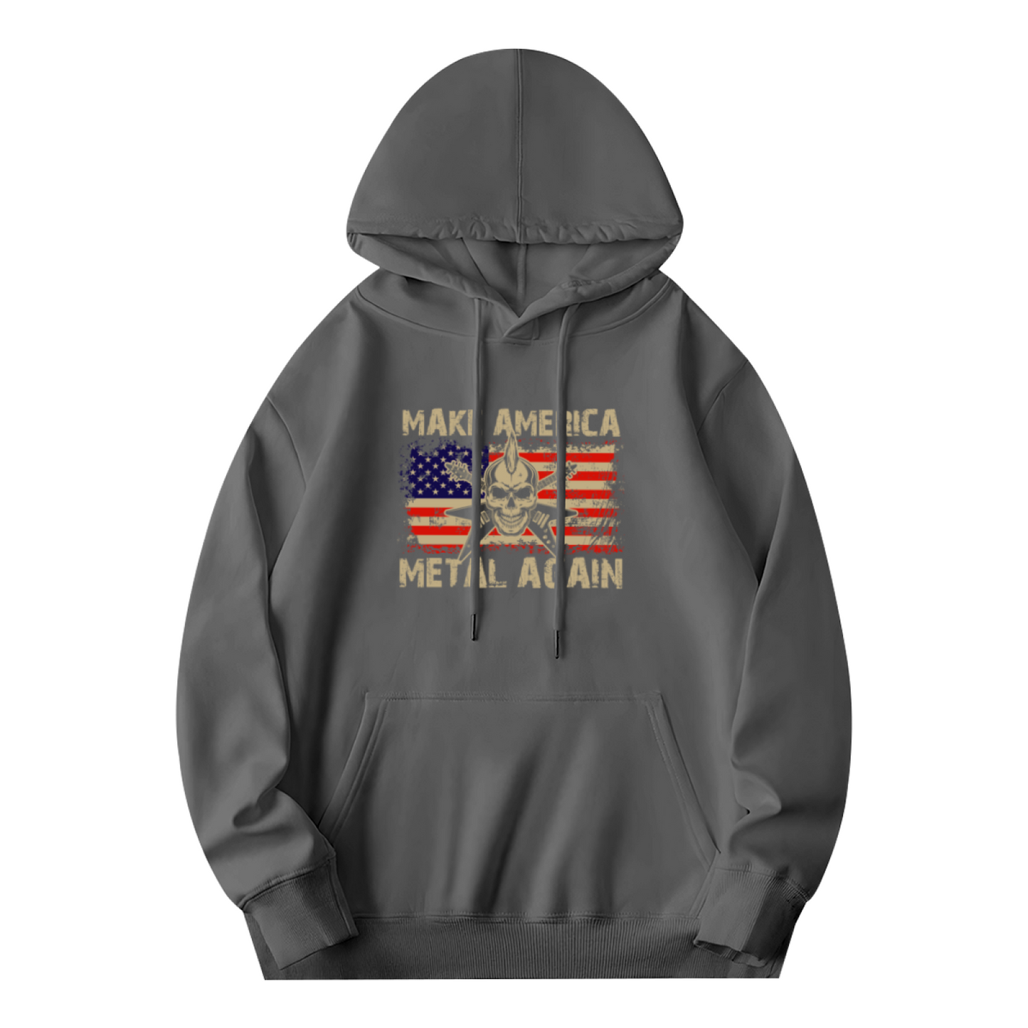 Make America Metal Again Vintage Gray Hoodie, Men Retro Comfort Top