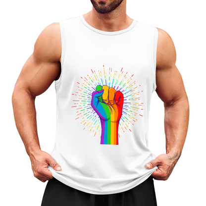 Pride Rainbow Raised Fist Graphic Sleeveless Tank Top