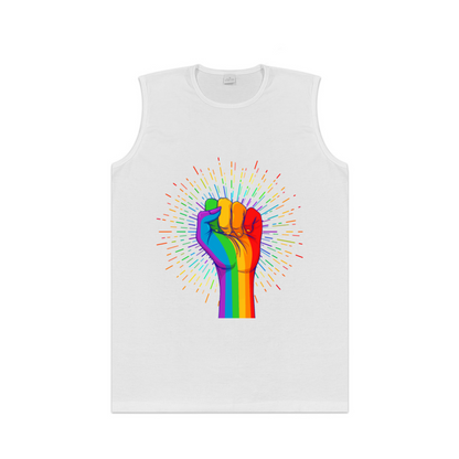 Pride Rainbow Raised Fist Graphic Sleeveless Tank Top