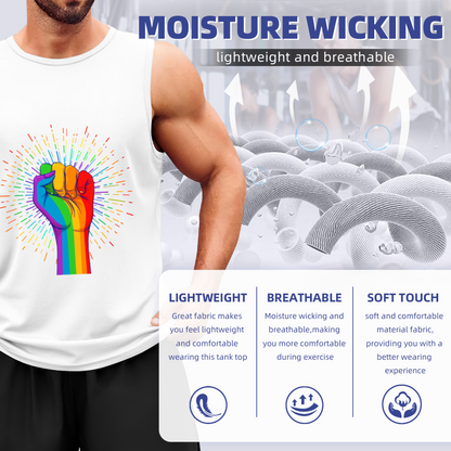 Pride Rainbow Raised Fist Graphic Sleeveless Tank Top