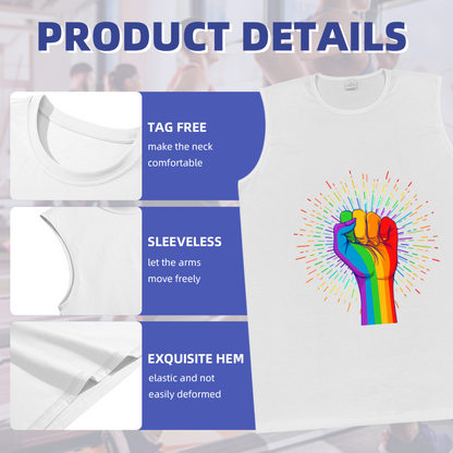 Pride Rainbow Raised Fist Graphic Sleeveless Tank Top
