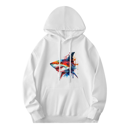 Vibrant Watercolor Shark White Men¡¯s Hoodie, Breathable Comfort