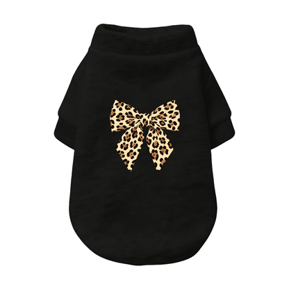 Vintage Leopard Bow Elegant White Small Pet Fashion Cardigan