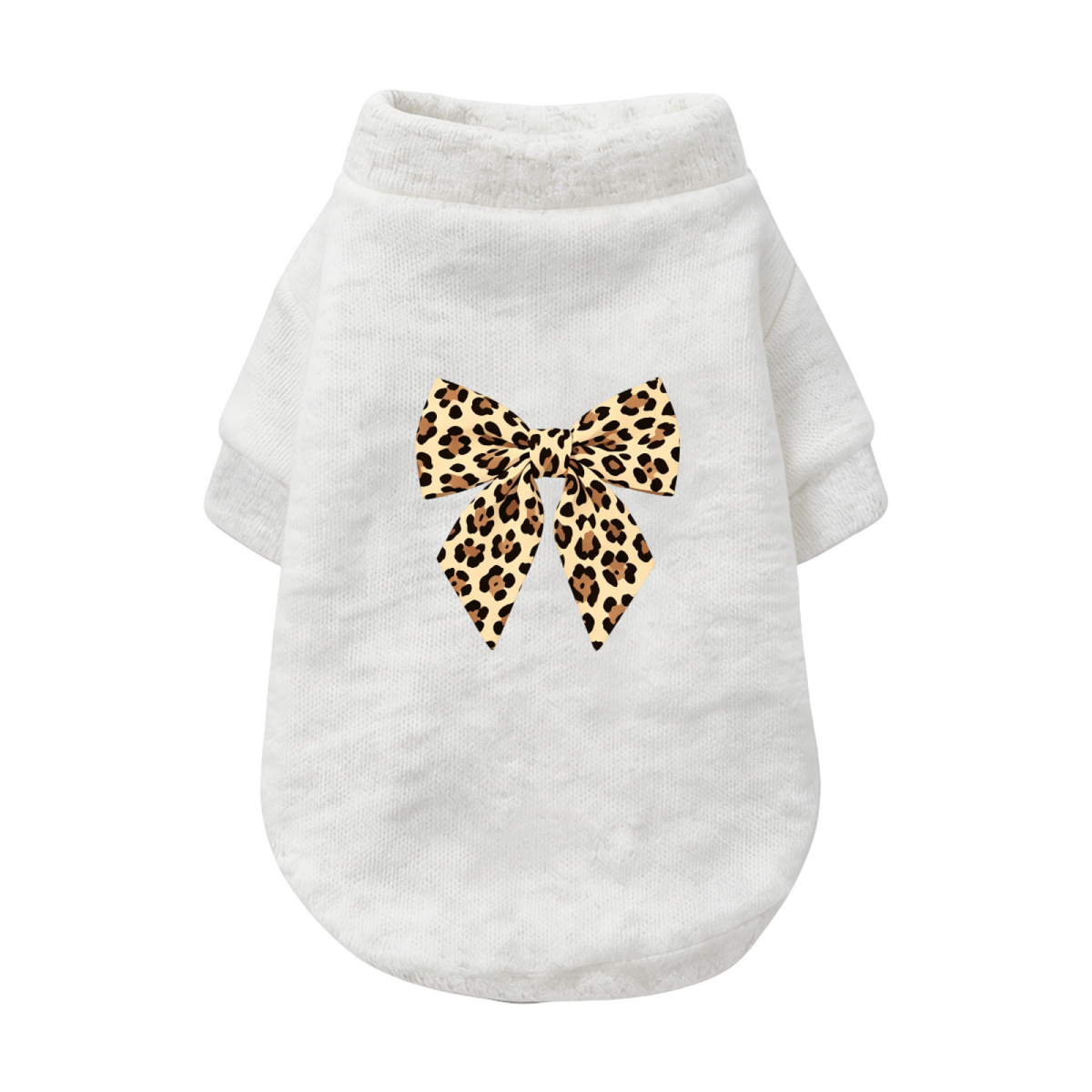 Vintage Leopard Bow Elegant White Small Pet Fashion Cardigan