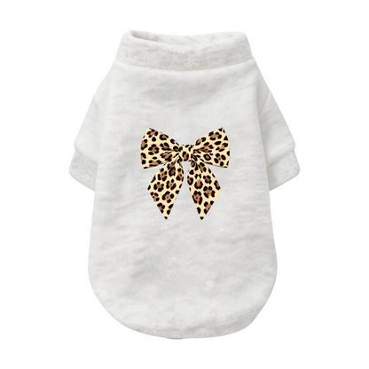 Vintage Leopard Bow Elegant White Small Pet Fashion Cardigan