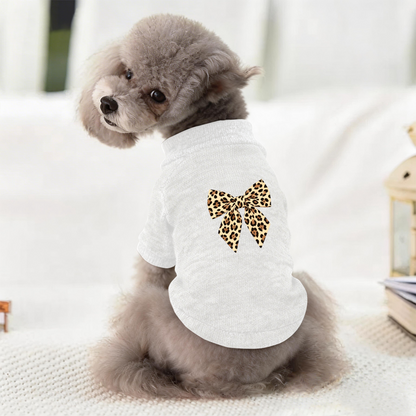 Vintage Leopard Bow Elegant White Small Pet Fashion Cardigan