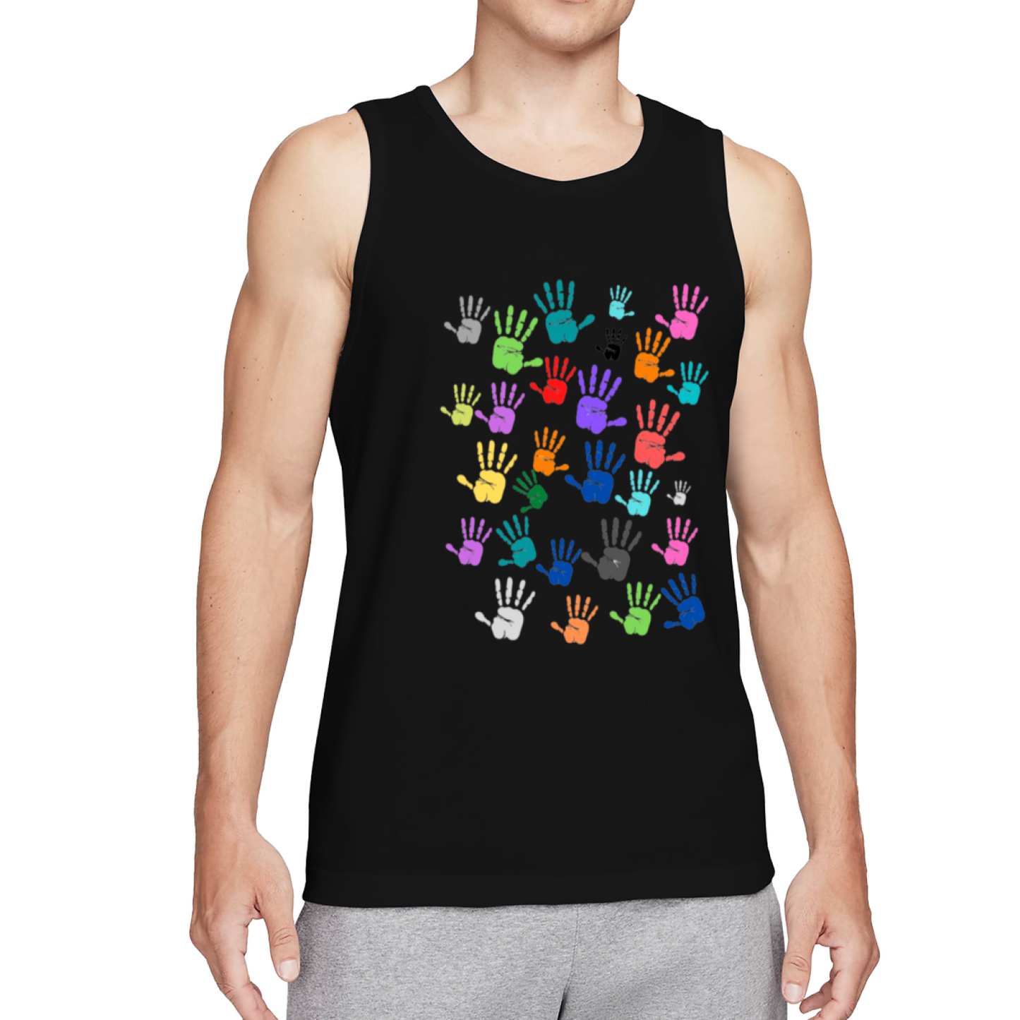 Multicolor Handprints Equality Unity Men Tank Top