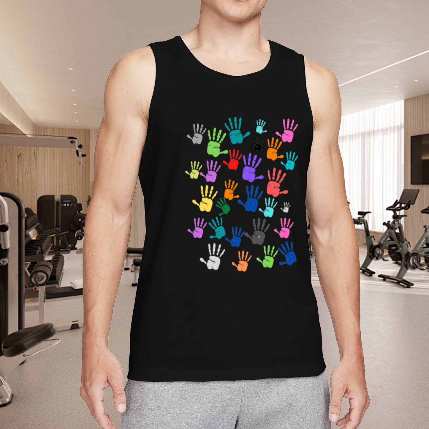Multicolor Handprints Equality Unity Men Tank Top