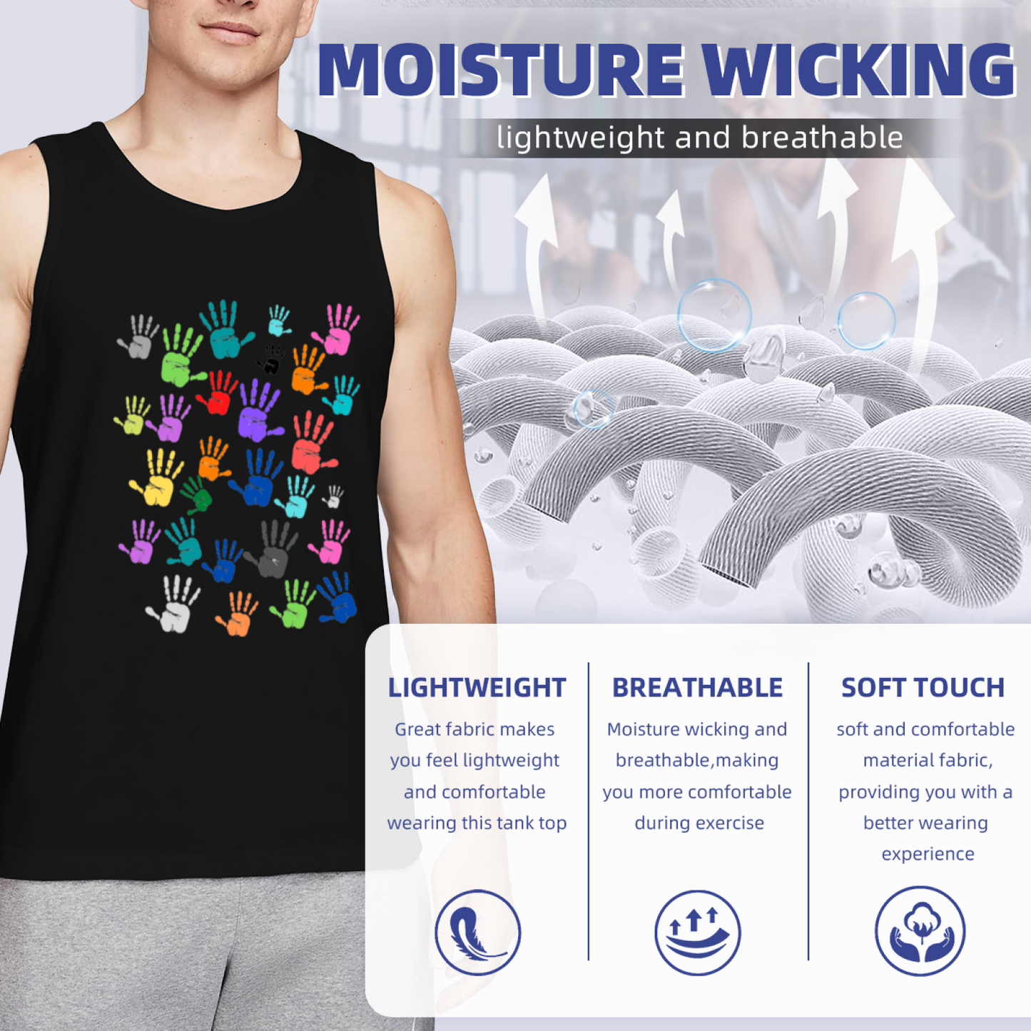 Multicolor Handprints Equality Unity Men Tank Top