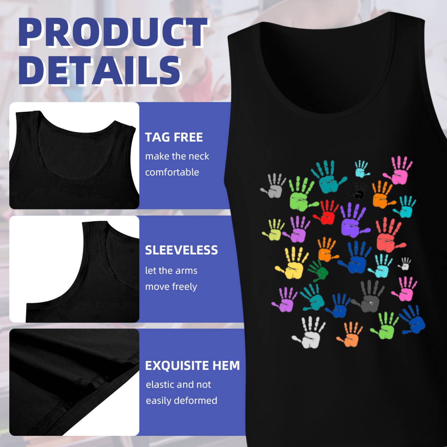 Multicolor Handprints Equality Unity Men Tank Top