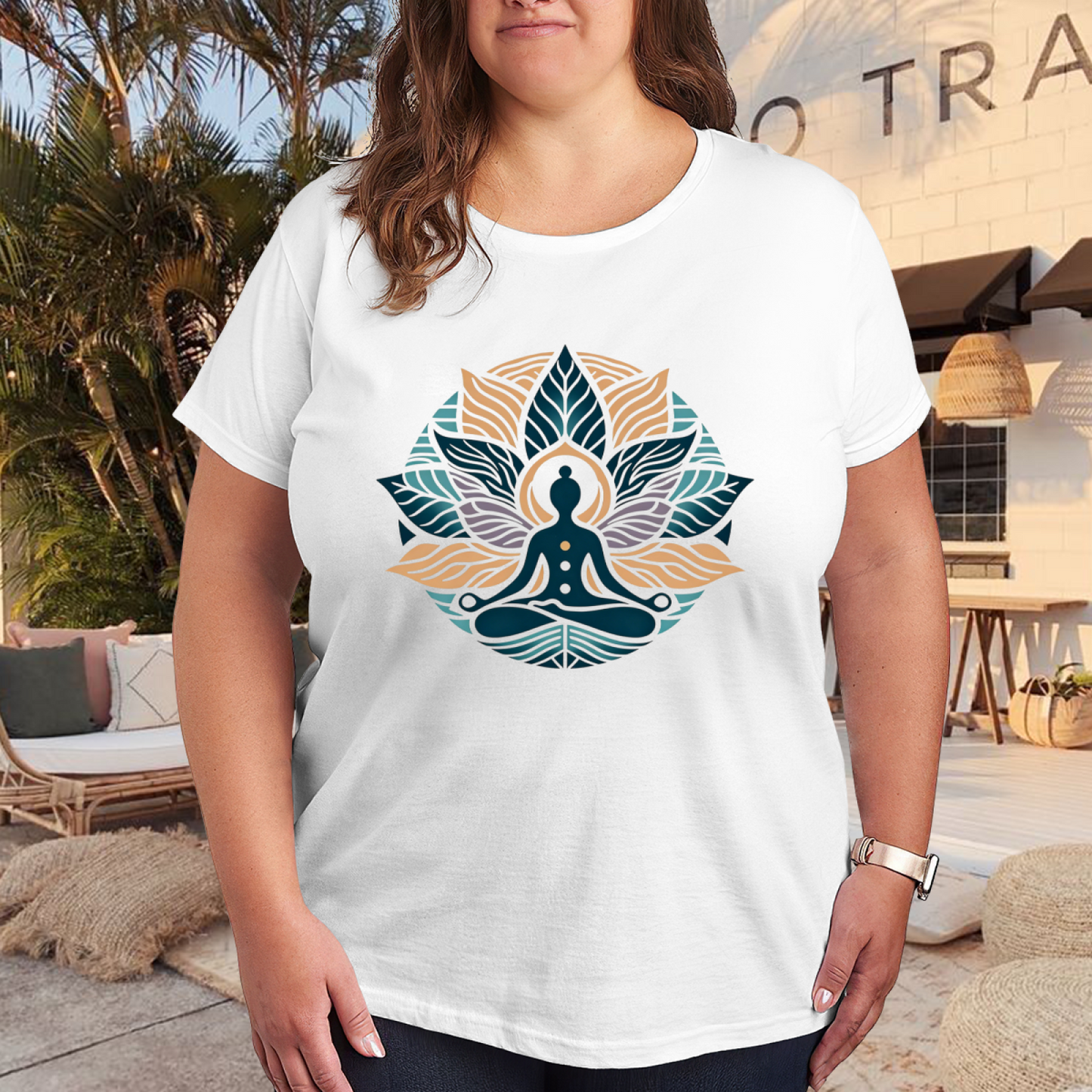 Chakra Yoga Meditation Lotus Mandala Plus Size T-Shirt