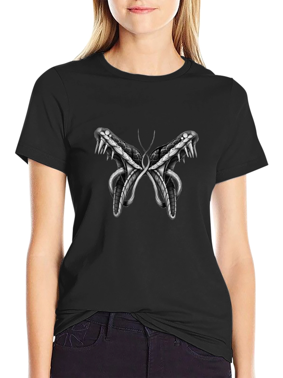 Snake Butterfly Graphic Print Tee