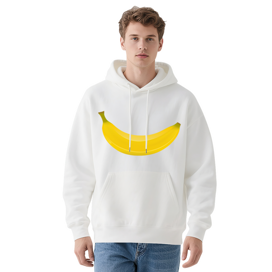 Cute Big Banana White Unisex Hoodie, Soft Relaxed Comfort
