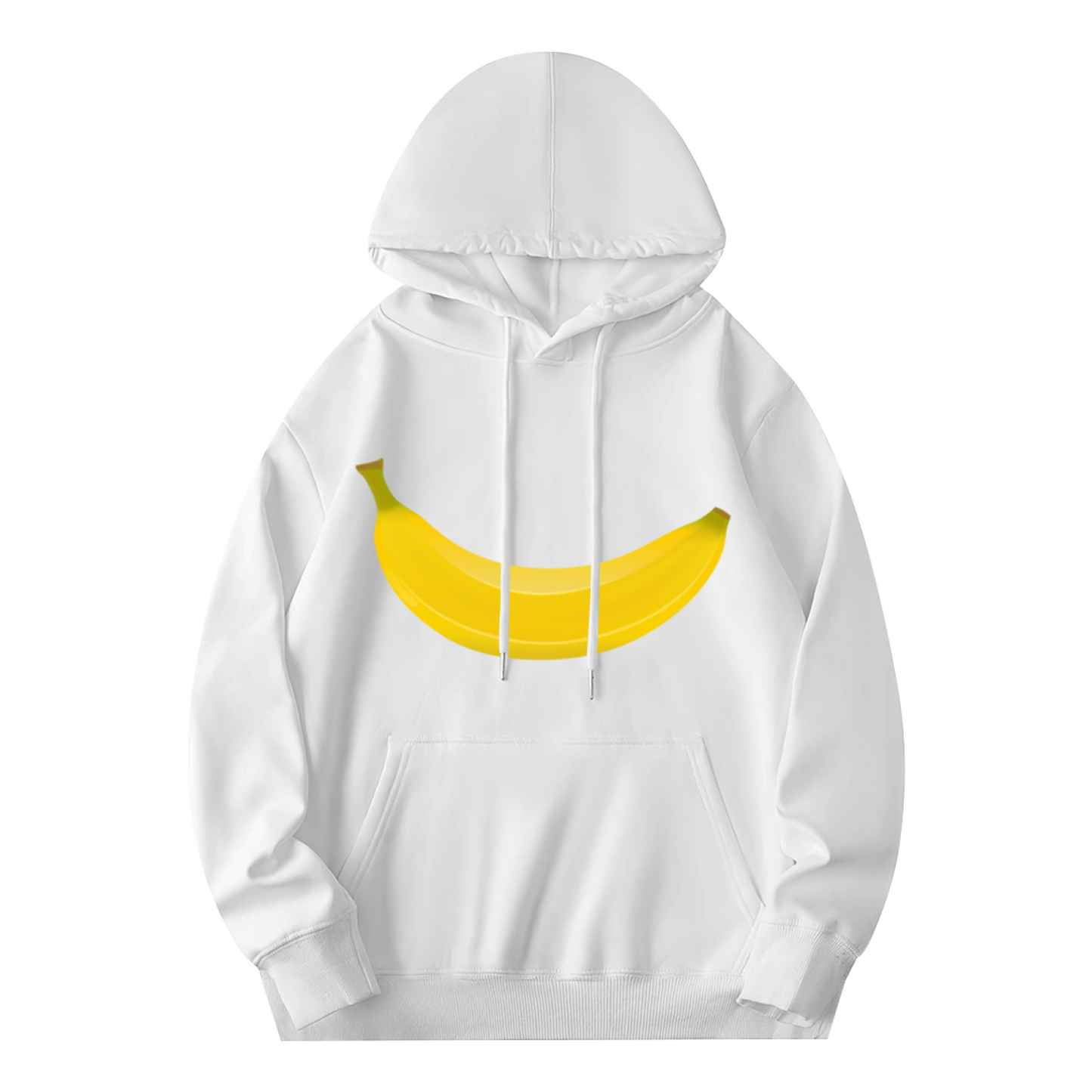 Cute Big Banana White Unisex Hoodie, Soft Relaxed Comfort