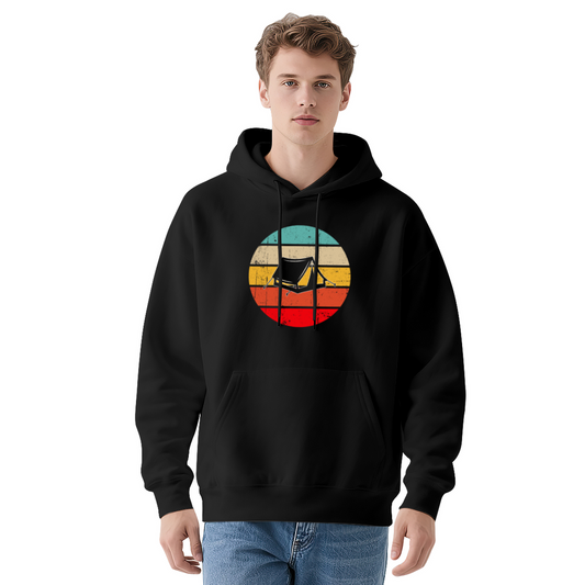 Retro Sunset Camping Tent Graphic Unisex Hoodie, Soft Outdoor Comfort