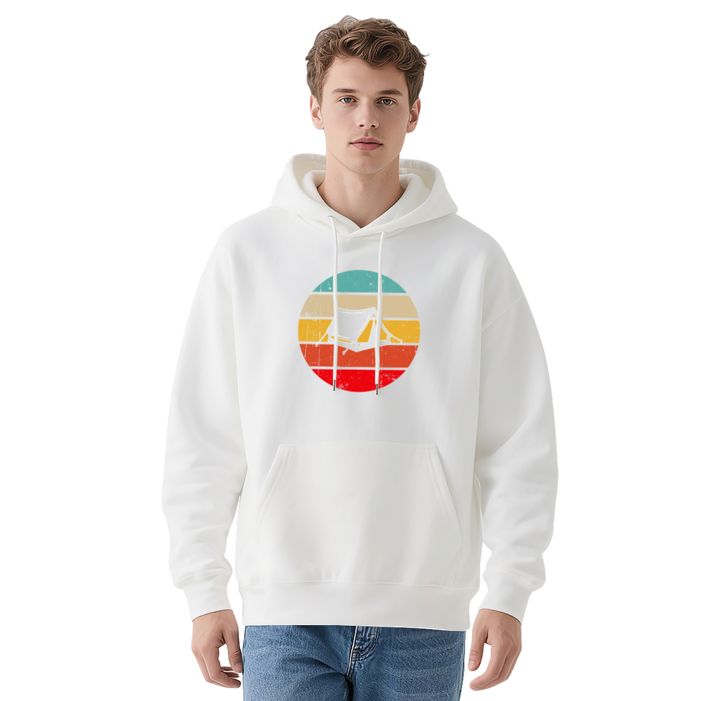 Retro Sunset Camping Tent Graphic Unisex Hoodie, Soft Outdoor Comfort