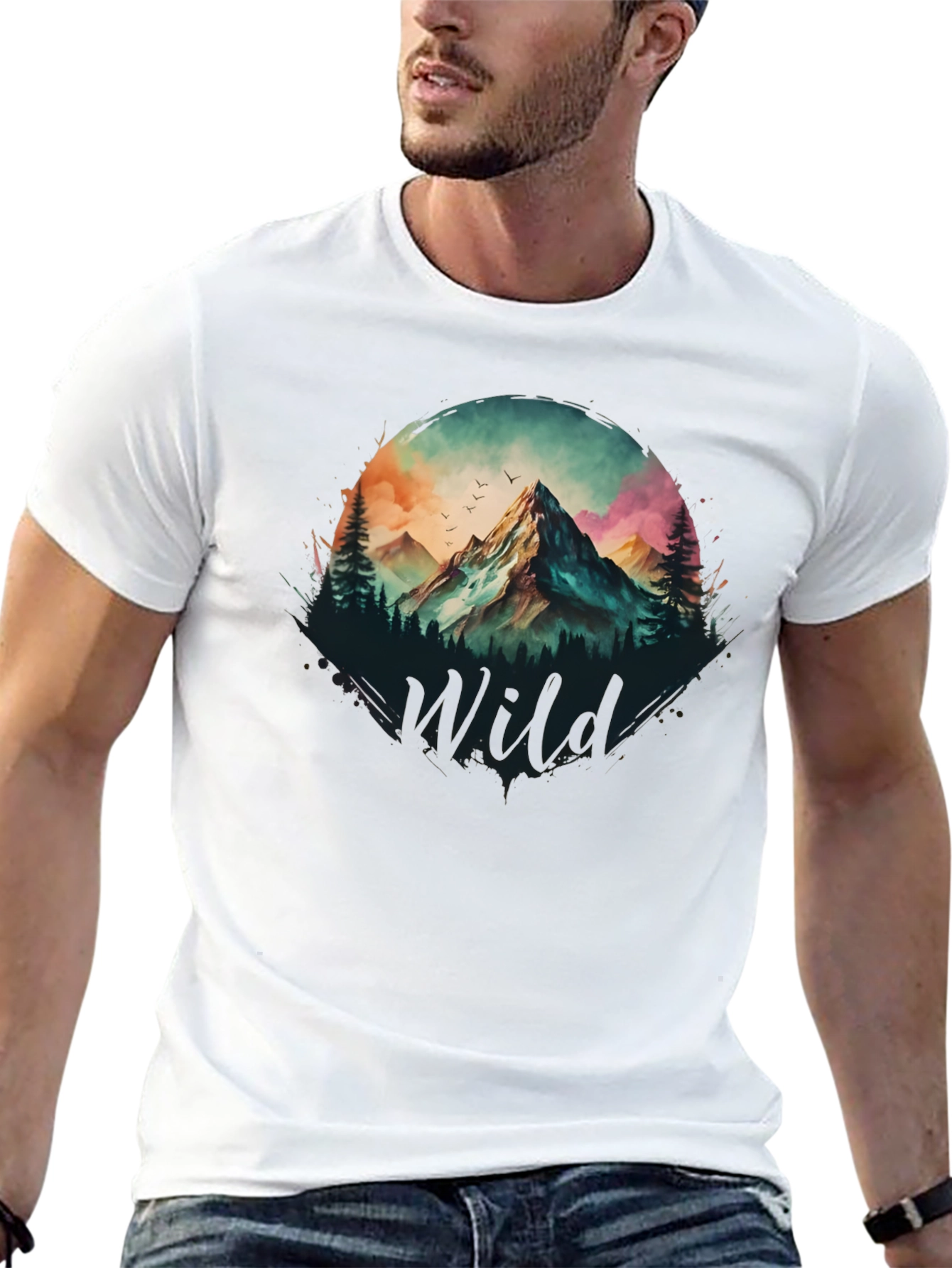 Wild Mountain Scene Graphic T-Shirt