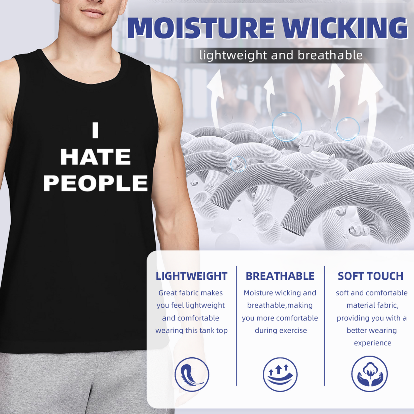 I Hate People Minimal Bold Text Introvert Men¡¯s Tank