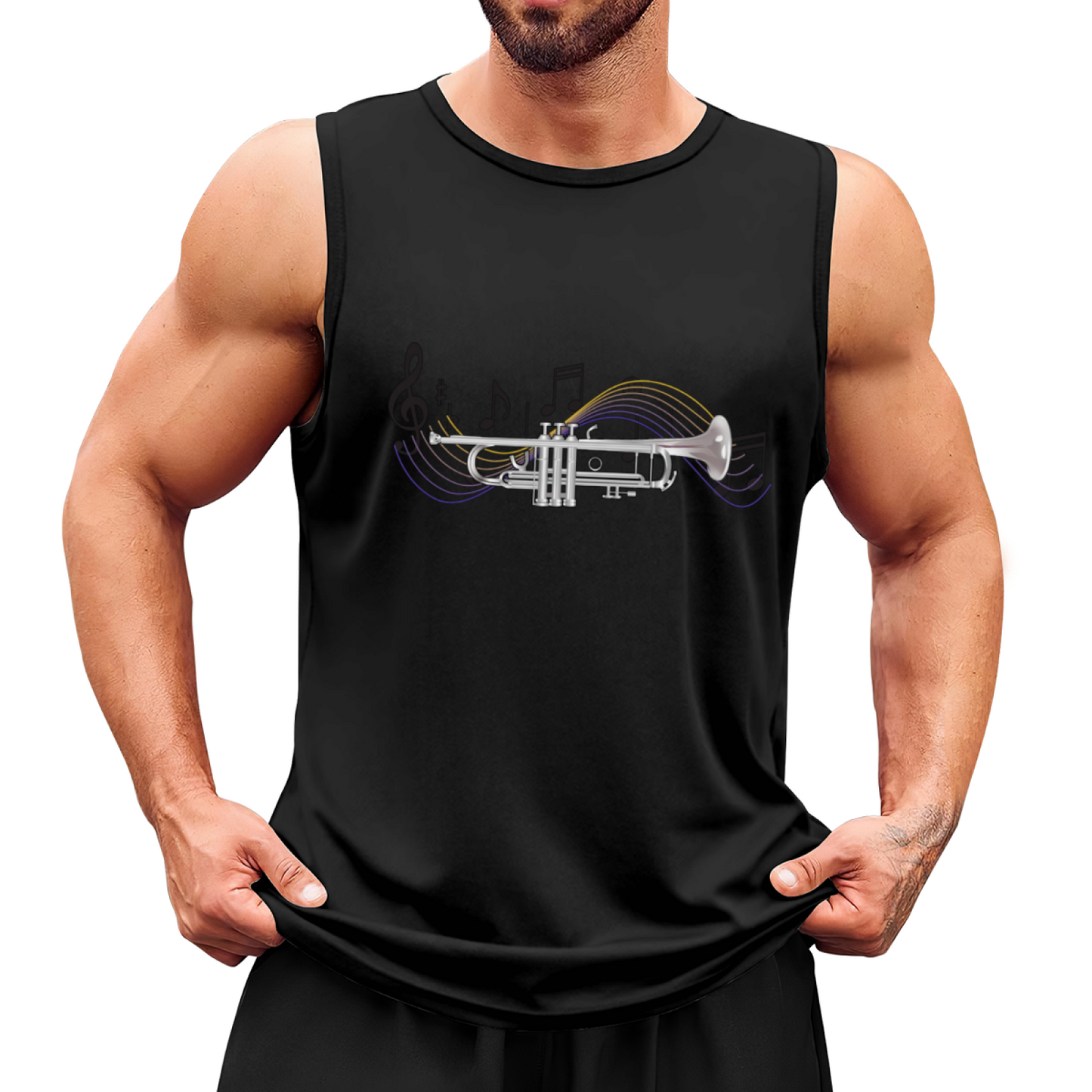 Trumpet & Musical Note Jazz Lover Tank Vest