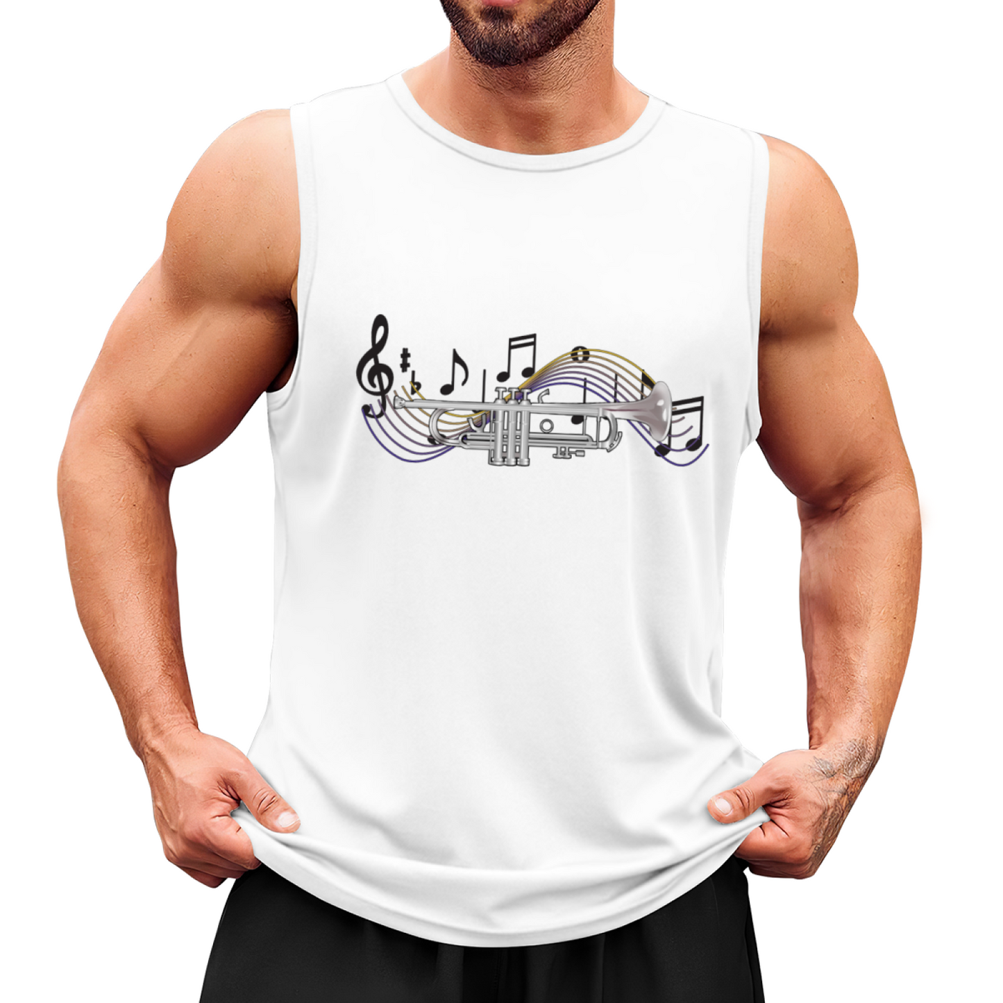 Trumpet & Musical Note Jazz Lover Tank Vest