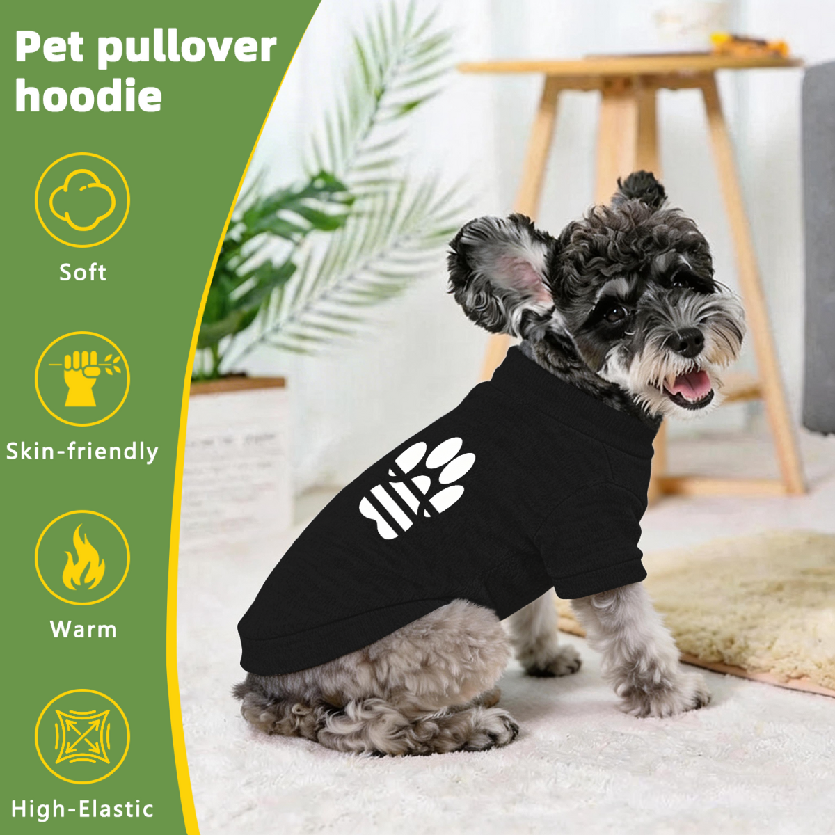 Striped Paw Print Stylish Black Pet Warm Cardigan