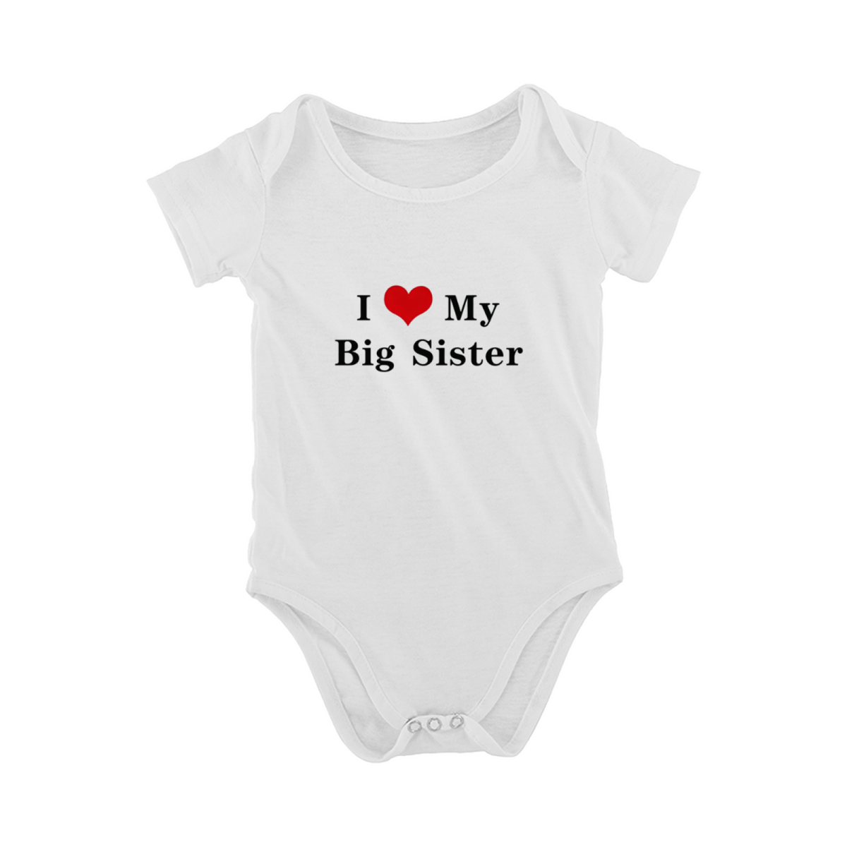 I Love My Big Sister Heart Print Baby Bodysuit Sibling Matching Outfit