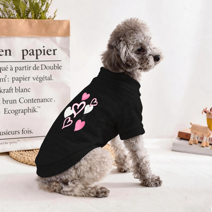 Glitter Pink Silver Heart Romantic Black Puppy Cardigan Sweater
