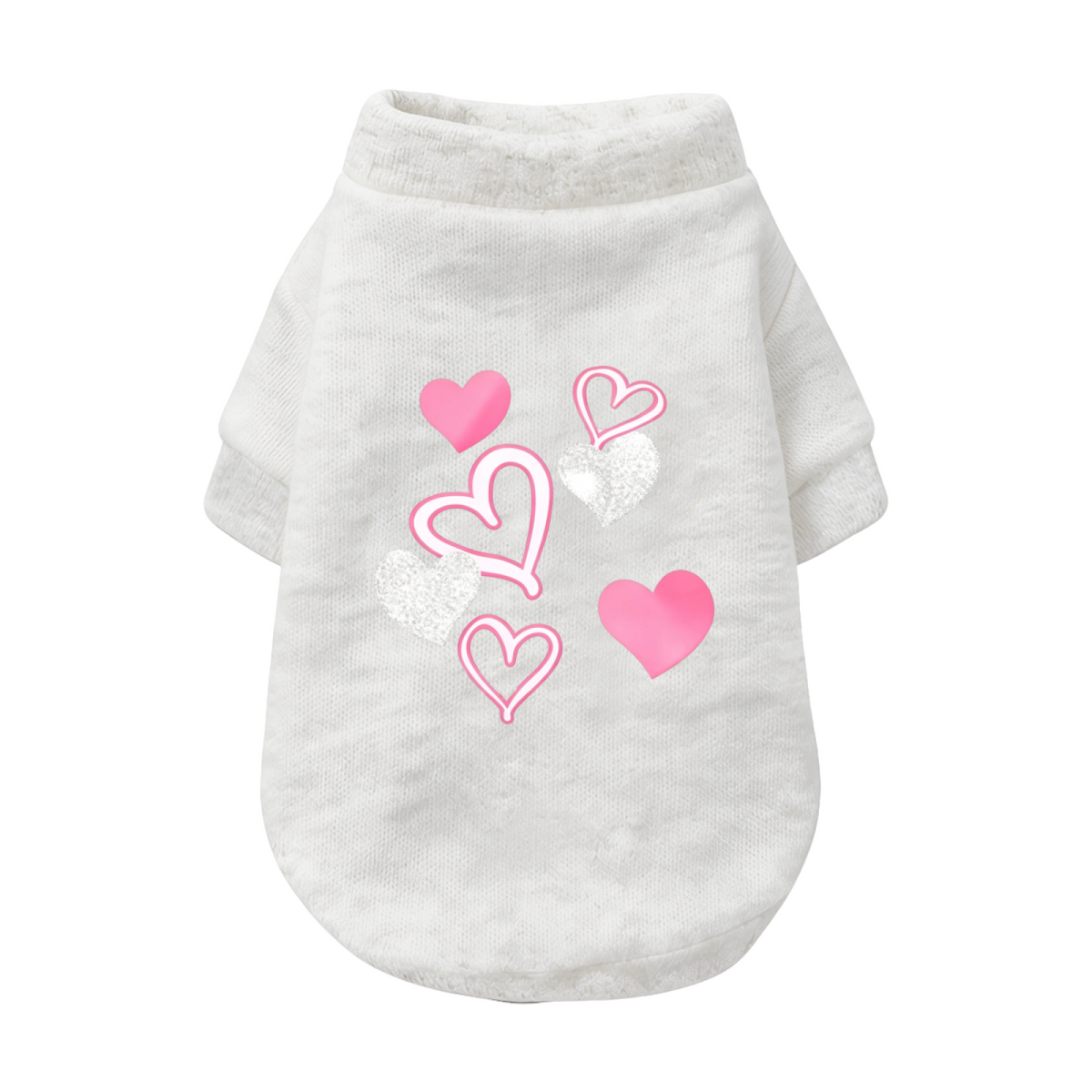 Glitter Pink Silver Heart Romantic Black Puppy Cardigan Sweater