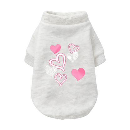 Glitter Pink Silver Heart Romantic Black Puppy Cardigan Sweater